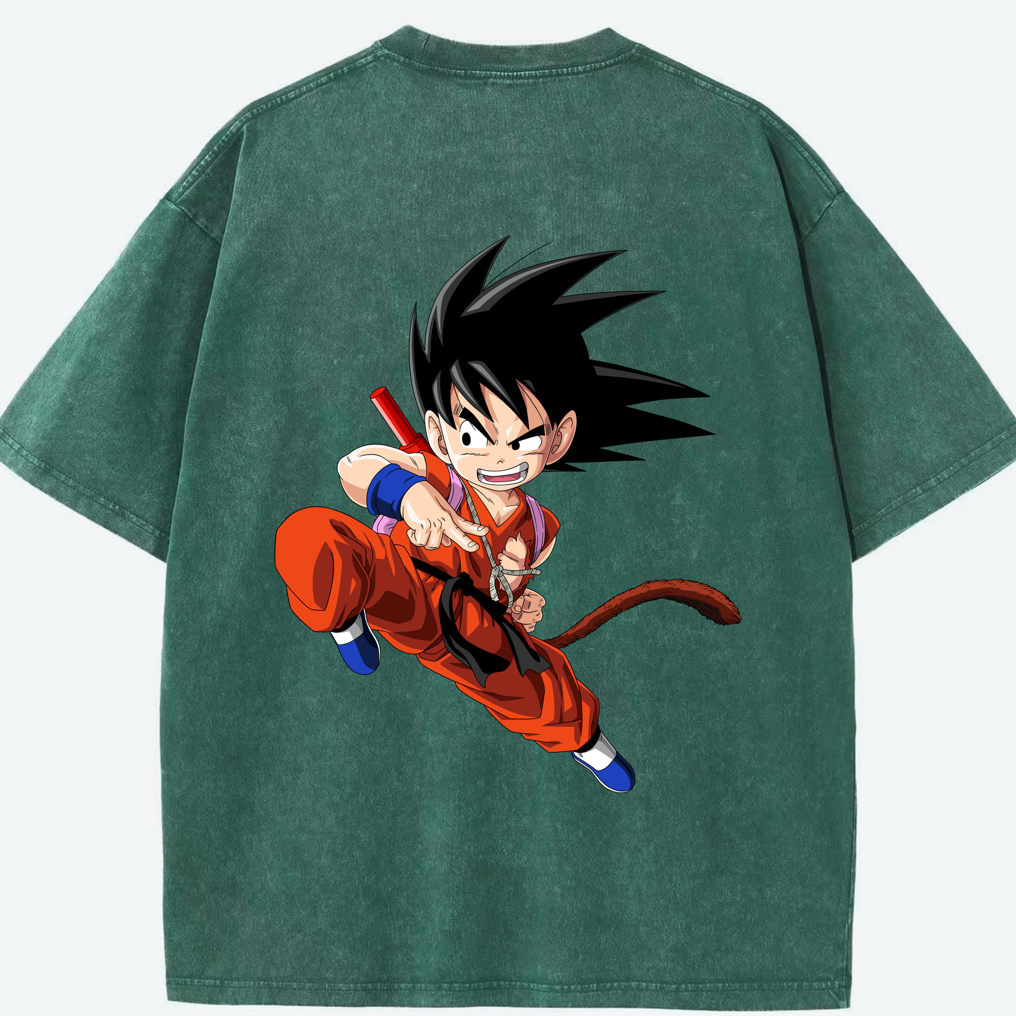 （画像用） ドラゴンボール 孫悟空（そん ごくう）Son Goku カカロット DRAGON BALL Kakarotto 綿100% ヴィンテージ風 半袖Tシャツ（背面プリント）